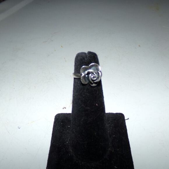 FLORAL ROSE .925 SILVER RING SIZE 6 - Picture 2 of 4